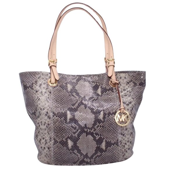Michael Kors Glazed Embossed Python Tote Purse Bag. Vachetta Trim W/18k Gold New - Picture 1 of 13